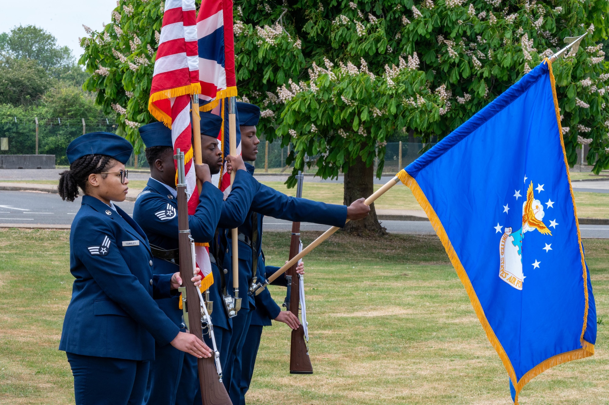 The base honor guard performs