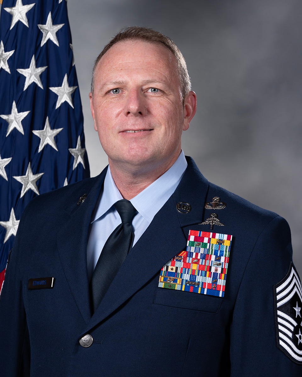 Official photo of Chief Master Sgt. Elijah Edwards