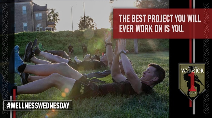The best project you will ever work on is you.

#WellnessWednesday

Victory Wellness is a comprehensive, enduring operation to make every Soldier, Civilian, and Family Member on Fort Riley more resilient and stronger across the five dimensions of strength: physical, emotional, social, family, and spiritual.