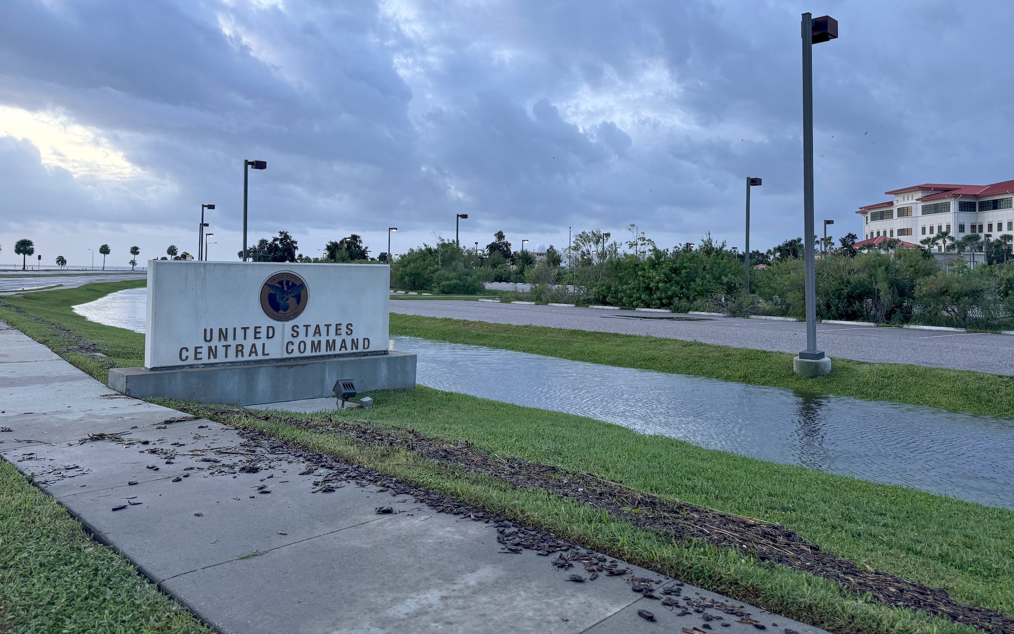 MacDill Air Force Base, Florida, is shown Sept. 27, 2024, following Hurricane Helene. MacDill service members are working to restore the installation to full operational capability. Hurricane Helene, a Category 4 storm, carved out a devastating path from Florida's Gulf Coast to Tennessee and brought record breaking storm surge to MacDill AFB. (U.S. Air Force photo by Capt. Kaitlin Butler and 2nd Lt. Laura Anderson)