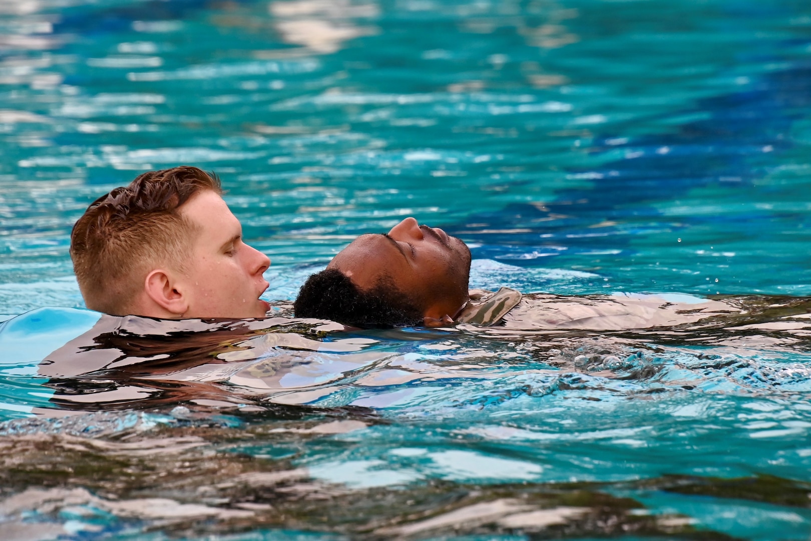 Soldier training in water survival training.
