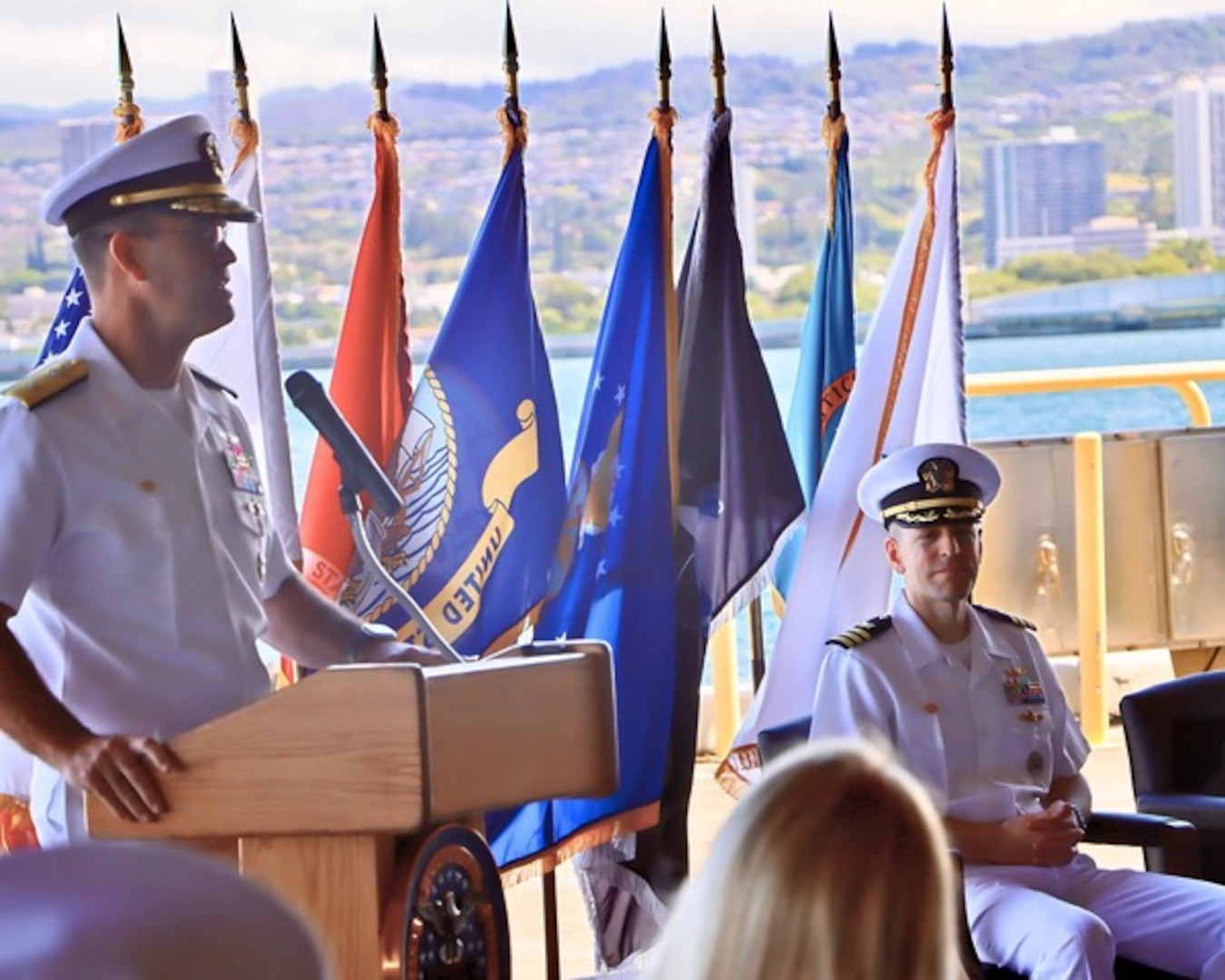 Navy Officers take part in Change of Command Ceremony June 9 in Pearl Harbor, Hawaii.
