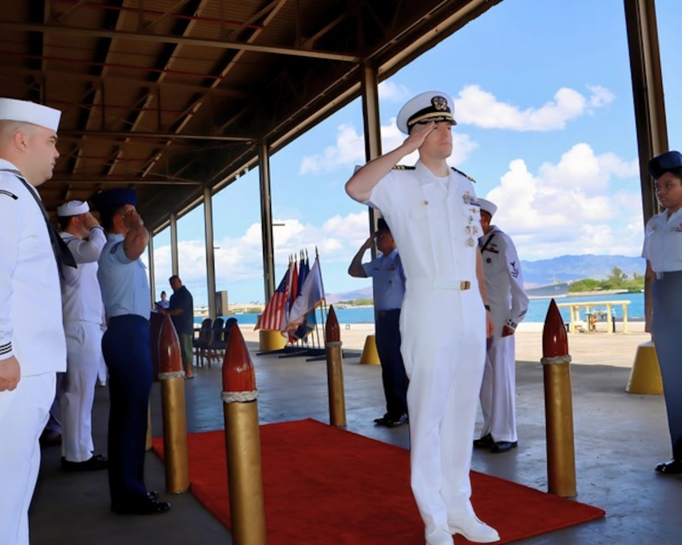 Navy Officers take part in Change of Command Ceremony June 9 in Pearl Harbor, Hawaii.