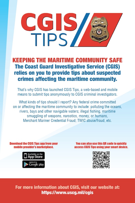 Coast Guard Sector San Juan, Customs and Border Protection and Puerto Rico Police units and personnel terminated the voyage of 10 vessels with marine safety deficiencies, eight of which were conducting illegal passenger-for-hire operations, Saturday and Sunday, in Fajardo. Report suspected illegal charter operations or other suspicious maritime activity anonymously using the Coast Guard Investigative Service (CGIS) Tips mobile app: CGIS Tips. (U.S. Coast Guard Graphic)