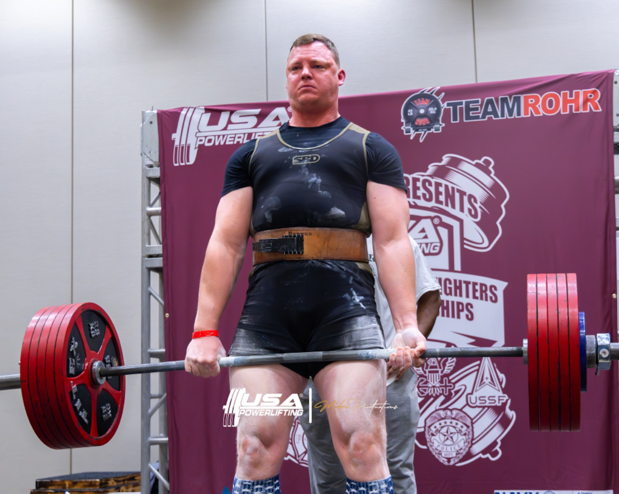 Master Sgt. Daniel Turner completes a deadlift at the USA Powerlifting Military, Police, & Firefighter's Nationals