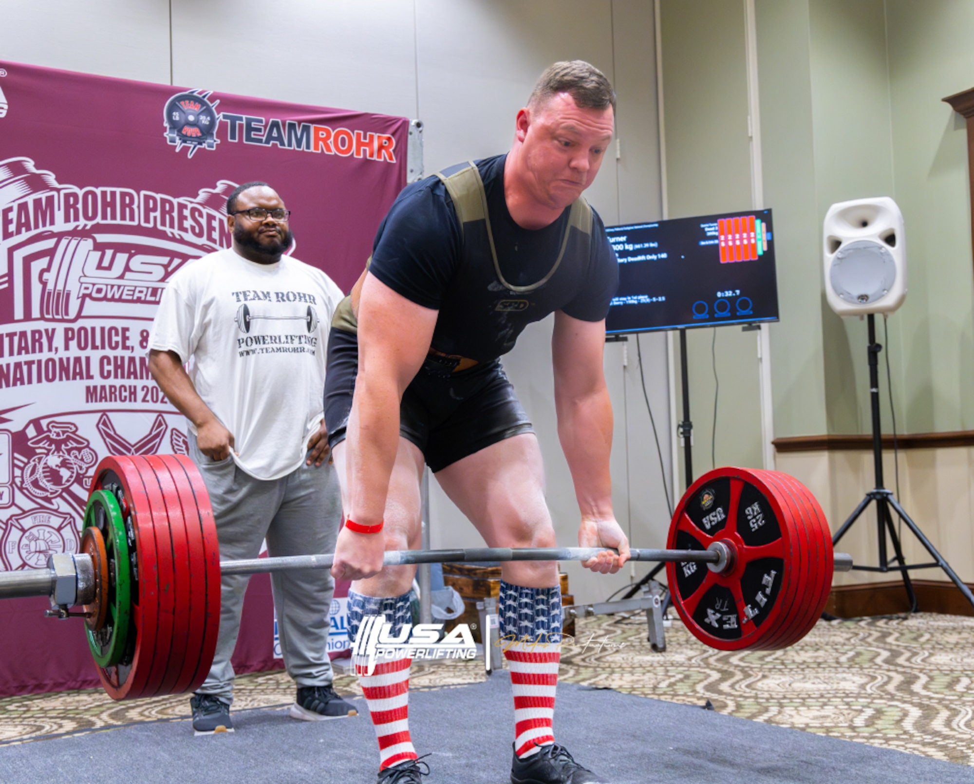 Master Sgt. Daniel Turner completes a deadlift at the USA Powerlifting Military, Police, & Firefighter's Nationals