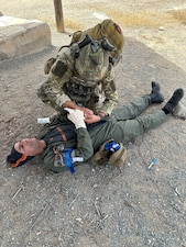 250509-N-TY711-5962 LIMASSOL, Cyprus (May 9, 2025) U.S. Navy corpsmen assigned to U.S. Navy Medicine Readiness and Training Command (NMRTC) Rota and NMRTC Sigonella conduct Tactical Combat Casualty Care (TCCC) Combat Lifesaver (CLS) training for Cypriot military personnel in Limassol, Cyprus, May 5–9, 2025. The course combined classroom instruction with hands-on simulation to enhance battlefield trauma response and allied interoperability. (U.S. Navy courtesy photo)