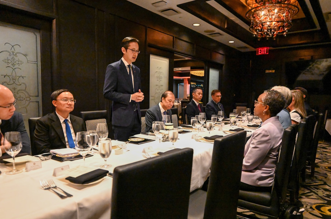 Deputy Foreign Minister of Vietnam, H.E. Do Hung Viet, gives opening remarks during a luncheon with the Defense POW/MIA Accounting Agency, Washington D.C., May 21, 2025.
