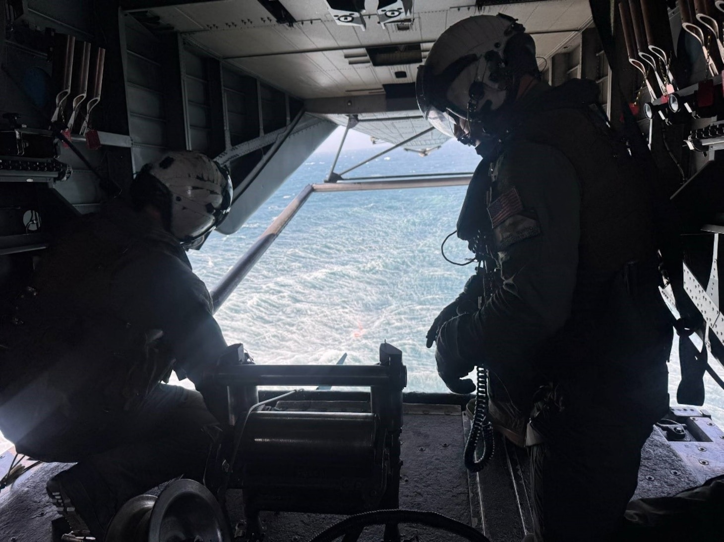 SEA OF JAPAN (May 20, 2025) Naval Aircrewman - Helicopter 2nd Class Michael Russo and Naval Aircrewman - Helicopter 3rd Class Dylan Higginson, both assigned to the “Blackhawks” of Helicopter Mine Countermeasures Squadron (HM) 15, stream a MK 103 Mechanical Mine Sweeping System from an MH-53E Sea Dragon off the coast of southern Japan during Integrated Battle Problem 25.5, May 20, 2025. Exercises such as Integrated Battle Problem allow the Navy to demonstrate unmanned system operations in relevant experiment scenarios in order to meet service level objectives and operationalize unmanned systems and capabilities to maintain a secure and prosperous Indo-Pacific region. U.S. 7th Fleet, the U.S. Navy’s largest forward-deployed numbered fleet, which routinely interacts and operates with allies and partners in preserving a free and open Indo-Pacific region. (U.S. Navy photo by Chief Naval Aircrewman - Helicopter Bradley Caldbeck)