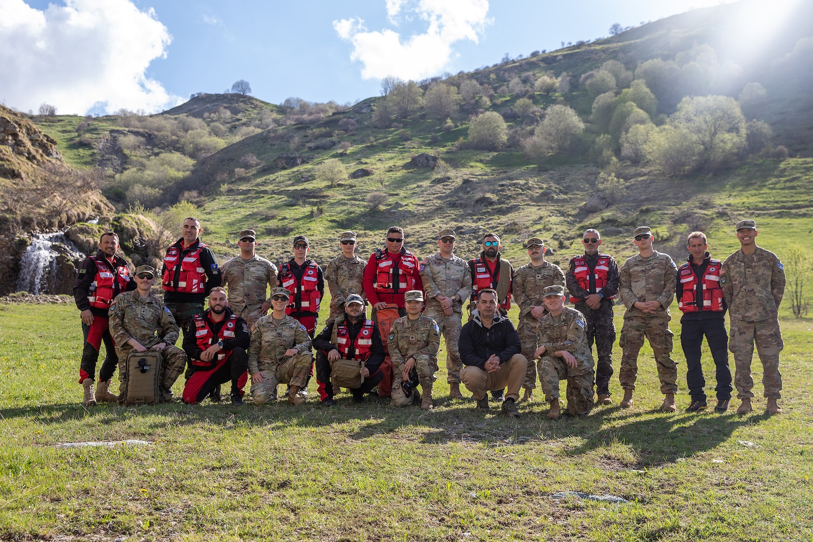 U.S. Army Soldiers assigned to Regional Command-East of the NATO-led Kosovo Force 34 mission joined together with members of the Kosovo Search and Rescue Association to conduct joint training at Arxhena Mountain Resort, Brod, Kosovo, May 2-5, 2025.