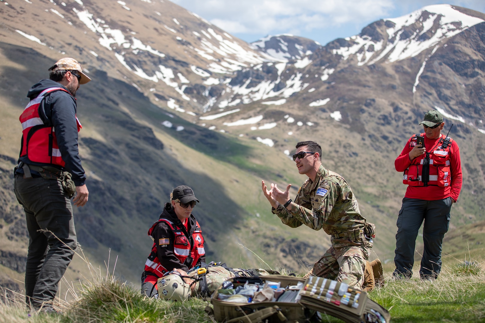 U.S. Army Soldiers assigned to Regional Command-East of the NATO-led Kosovo Force 34 mission joined together with members of the Kosovo Search and Rescue Association to conduct joint training at Arxhena Mountain Resort, Brod, Kosovo, May 2-5, 2025.