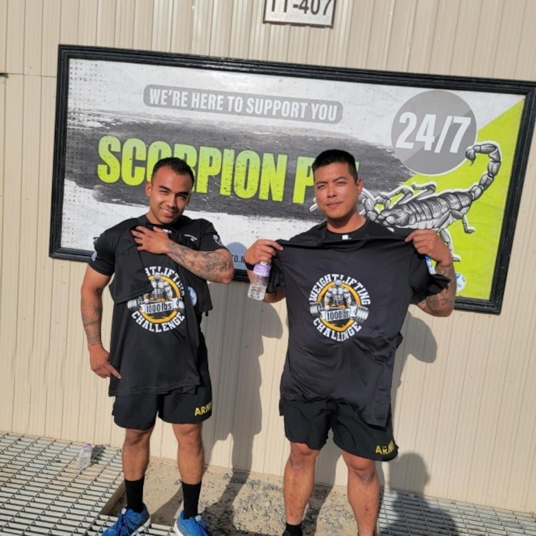 Sgt. Diego Banuelos and Staff Sgt. Quan- Phillip Pham in Kuwait.