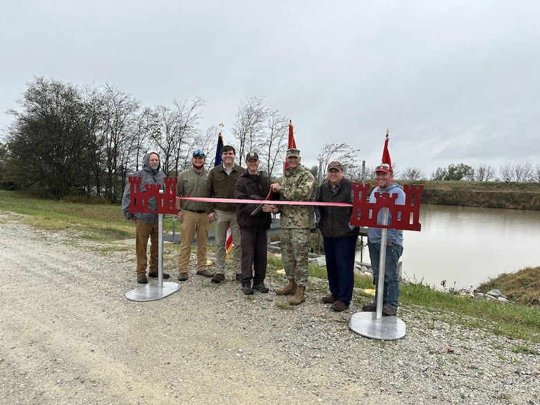 Project Manager Jairus Stroupe, P.E. and his outstanding Project Delivery Team delivered great value by successfully completing the $2.9M Mid-Lake Culvert Replacement Project located at Big Lake, Manilla, Arkansas. 

Memphis District Commander Col. Brian Sawser and Deputy Engineer for Programs and Project Management Donny Davidson joined Project Manager Stroupe and our partners U.S. Fish and Wildlife Service and Arkansas Game and Fish Commission to celebrate the project’s completion with a ribbon cutting.