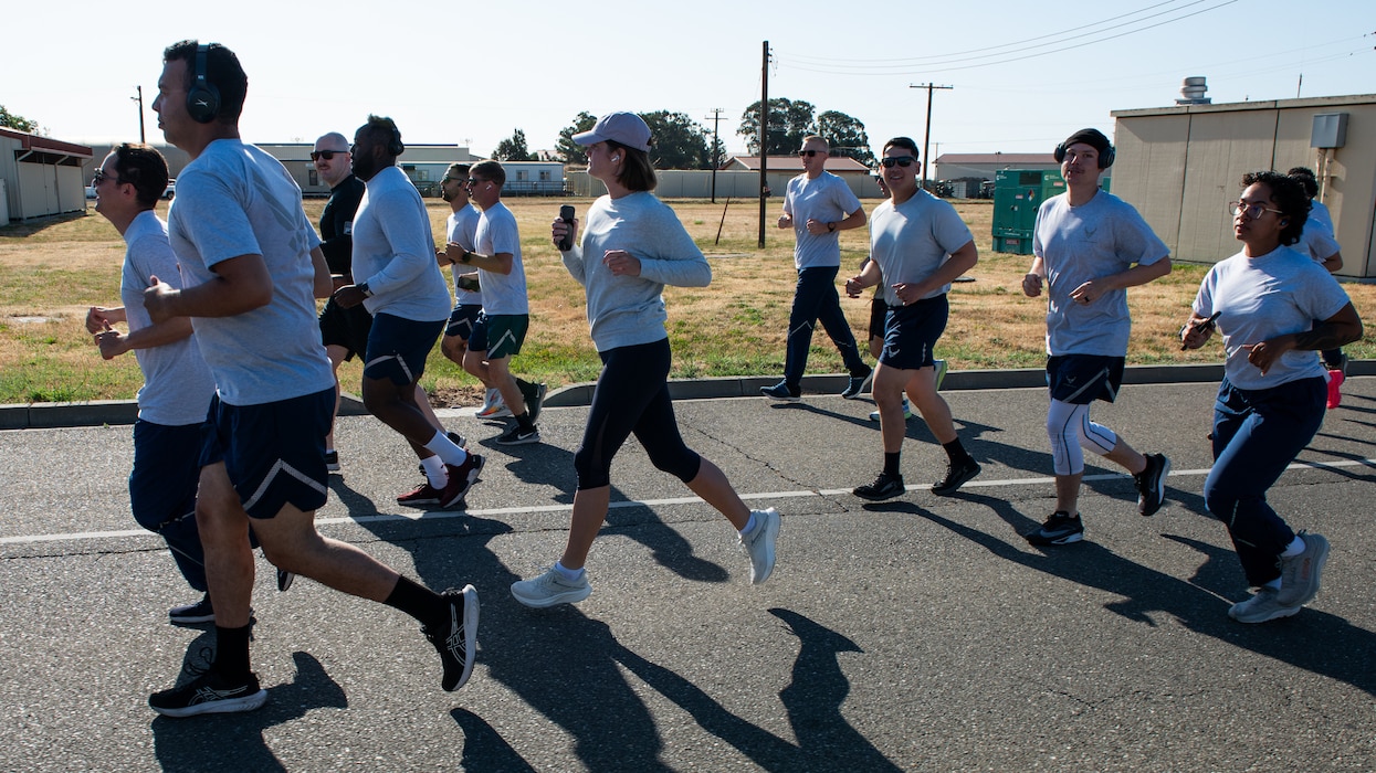 Airmen jog during memorial run