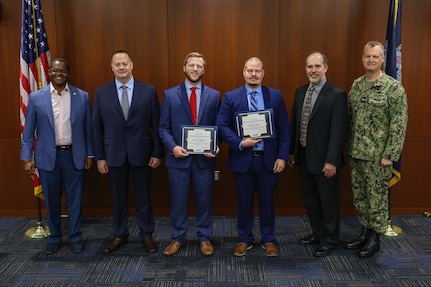Naval Surface Warfare Center, Philadelphia Division (NSWCPD) technical personnel received Environmental Excellence and Program Management Awards during the Fiscal Year (FY) 2024 Naval Sea Systems Command (NAVSEA) Excellence Awards Ceremony, held at NAVSEA Headquarters on the Washington Navy Yard in D.C. on April 30, 2025.