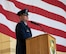 U.S. Air Force Col. Richard Zeigler, 5th Mission Support Group commander, speaks on becoming the incoming 5th Mission Support Group commander during a change of command ceremony at Minot Air Force Base, North Dakota, June 2, 2025. A change of command ceremony is a formal military tradition that signifies the transfer of authority and responsibility from one commander to another in a public event. (U.S. Air Force photo by Airman 1st Class Wesley Davies)