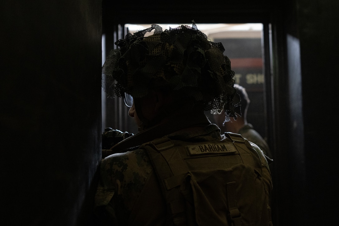 U.S. Marine Corps 1st Lt. Grover Barham, an infantry officer with 2nd Battalion, 23rd Marines forward deployed with 4th Marine Regiment, 3d Marine Division as part of the Unit Deployment Program, conducts room clearings during a live fire shoothouse as a part of military operations in urban terrain training during Korea Viper 25.4 at Camp Rodriguez, South Korea, May 24, 2025. Korea Viper is a recurring exercise series that demonstrates the Republic of Korea and U.S. Marine Corps' ability to respond decisively in the region as a singular, unified force while strengthening relationships and trust between the two allies. Barham is a native of Texas. (U.S. Marine Corps photo by Lance Cpl. Tucker Mocan)