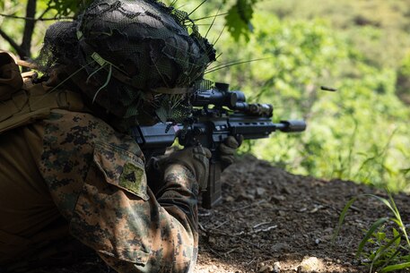Activated Reserve Marines Patrol to a Live Fire Range during Korea Viper 25.4