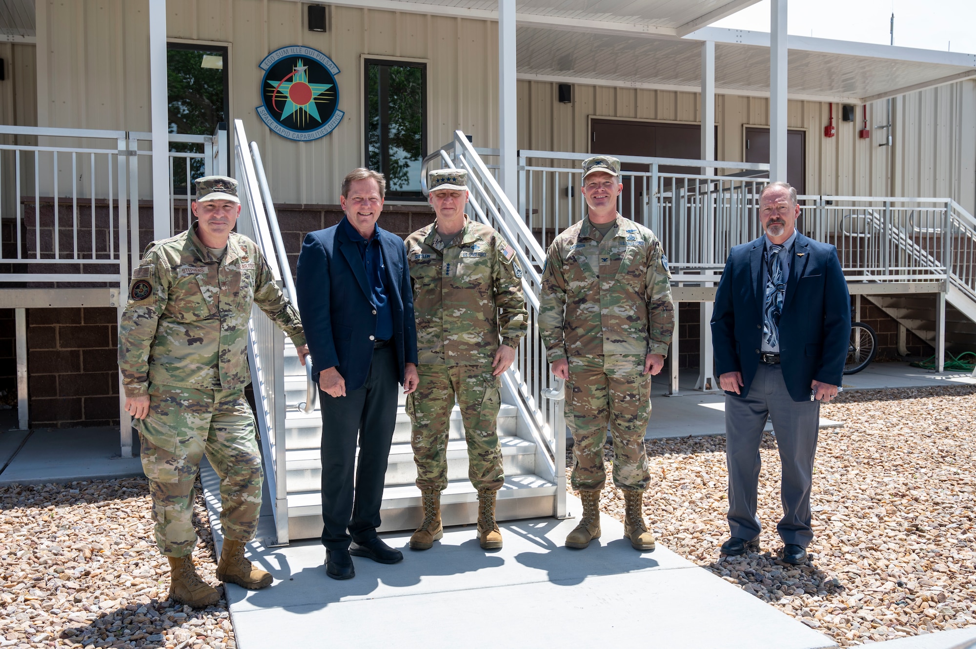 U.S. Space Force Gen. Mike Guetlein, Vice Chief of Space Operations, meets with personnel during a visit to the Space Rapid Capabilities Office at Kirtland Air Force Base, New Mexico, June 2, 2025. The visit provided an opportunity to engage with staff and gain insight into ongoing initiatives. (U.S. Air Force photo by Senior Airman Jennifer Knope)