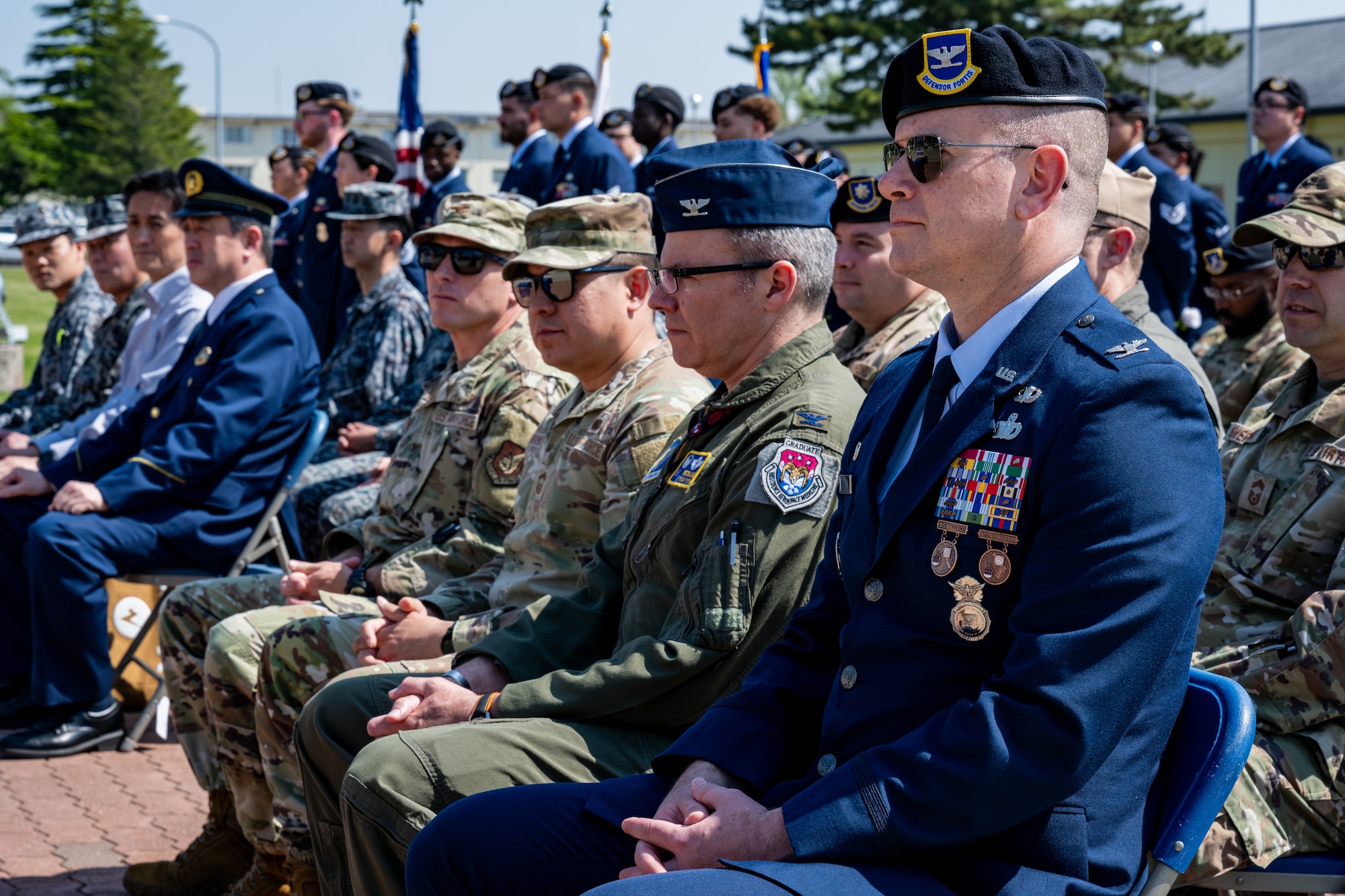 Airmen attend to the ceremony