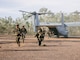 U.S. Marines with 2nd Battalion, 1st Marine Regiment, Marine Rotational Force – Darwin 25.3, disembark off an MV-22B Osprey assigned to Marine Medium Tiltrotor Squadron 363 (VMM-363), MRF-D 25.3, during an air assault rehearsal as part of Predator’s Walk at Mount Bundey Training Area, Northern Territory, Australia, May 28, 2025.
