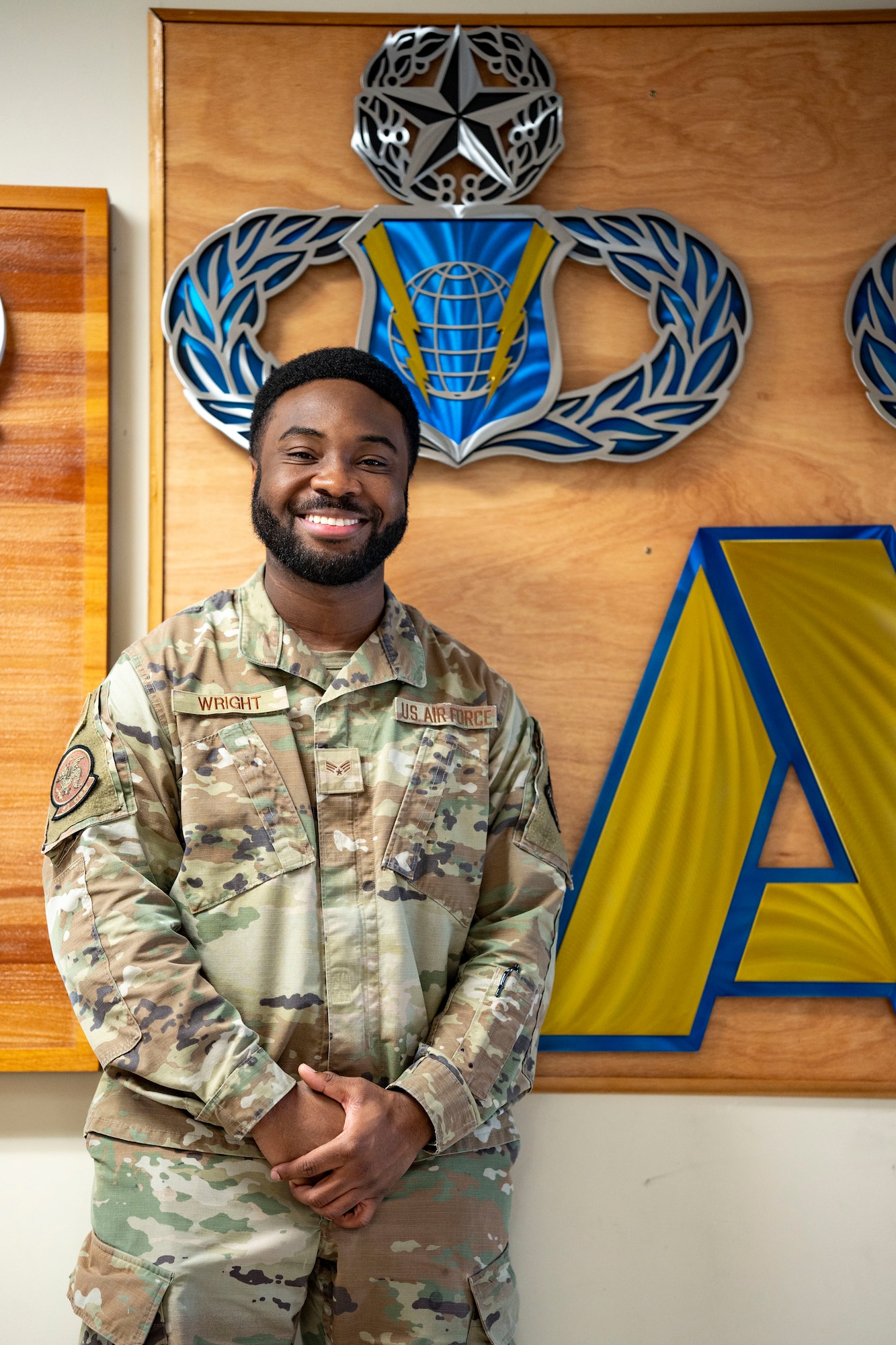 U.S. Air Force Senior Airman Calvin Wright,  airfield management operations supervisor, 51st Operational Support Squadron, poses for a photo at Osan Air Base, Republic of Korea, June 3, 2025.