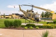 Photo of an Apache helicopter outside of the Admin Bldg
