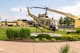 Photo of an Apache helicopter outside of the Admin Bldg
