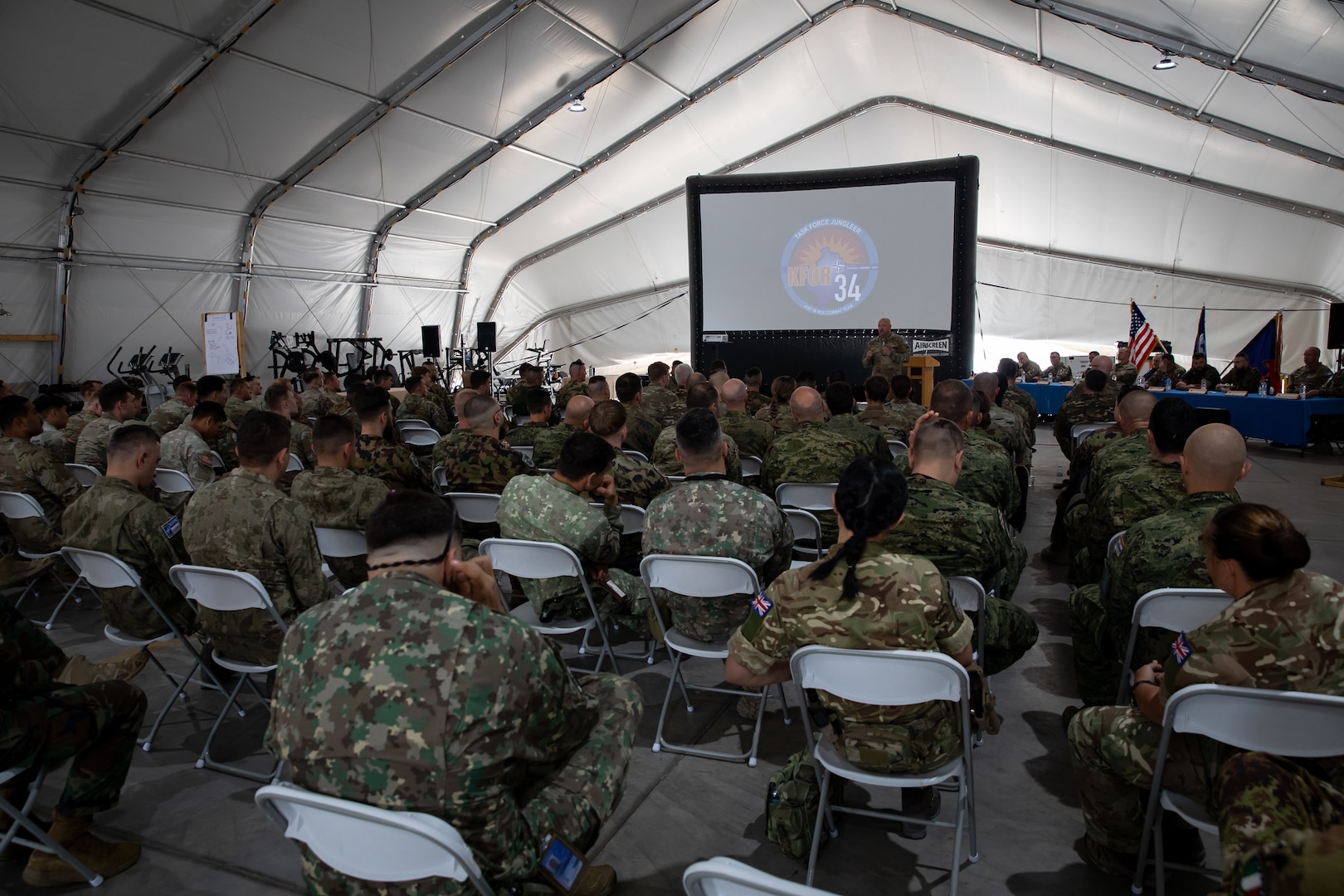 National Guard Soldiers assigned to Regional Command-East of the NATO-led Kosovo Force mission, also known as KFOR, host a multinational non-commissioned officer academy, referred to as the Jungleer Academy, at Camp Bondsteel, Kosovo, May 8, 2025.