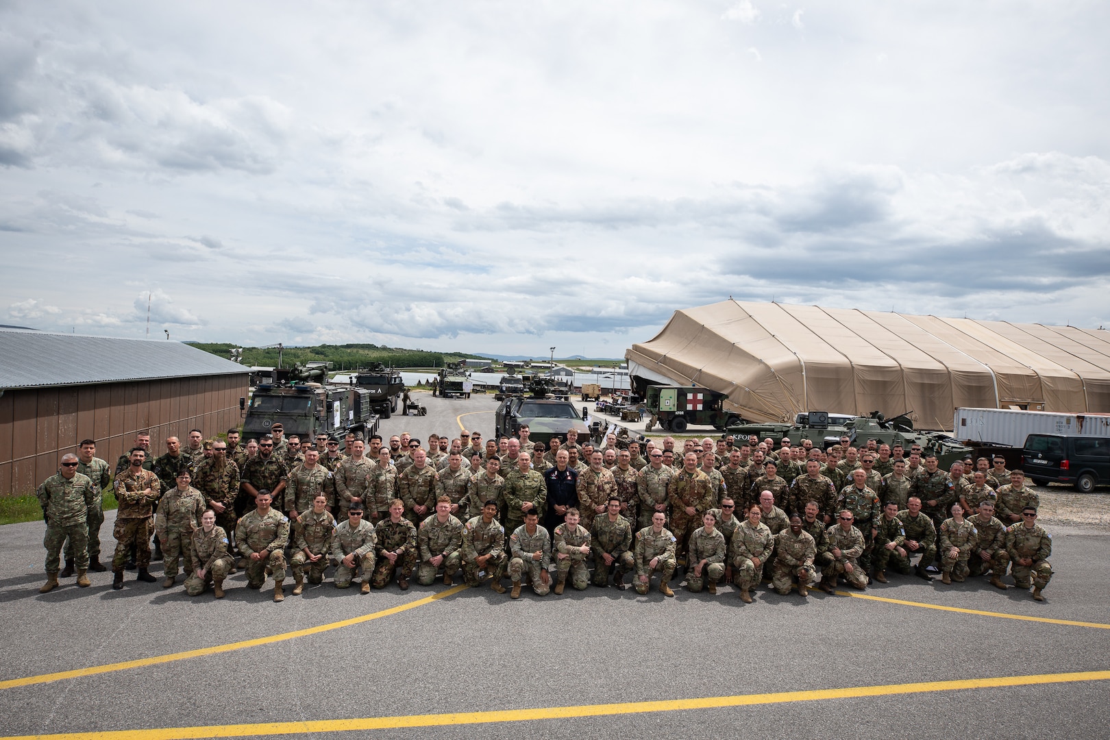 National Guard Soldiers assigned to Regional Command-East of the NATO-led Kosovo Force mission, also known as KFOR, host a multinational non-commissioned officer academy, referred to as the Jungleer Academy, at Camp Bondsteel, Kosovo, May 8, 2025.