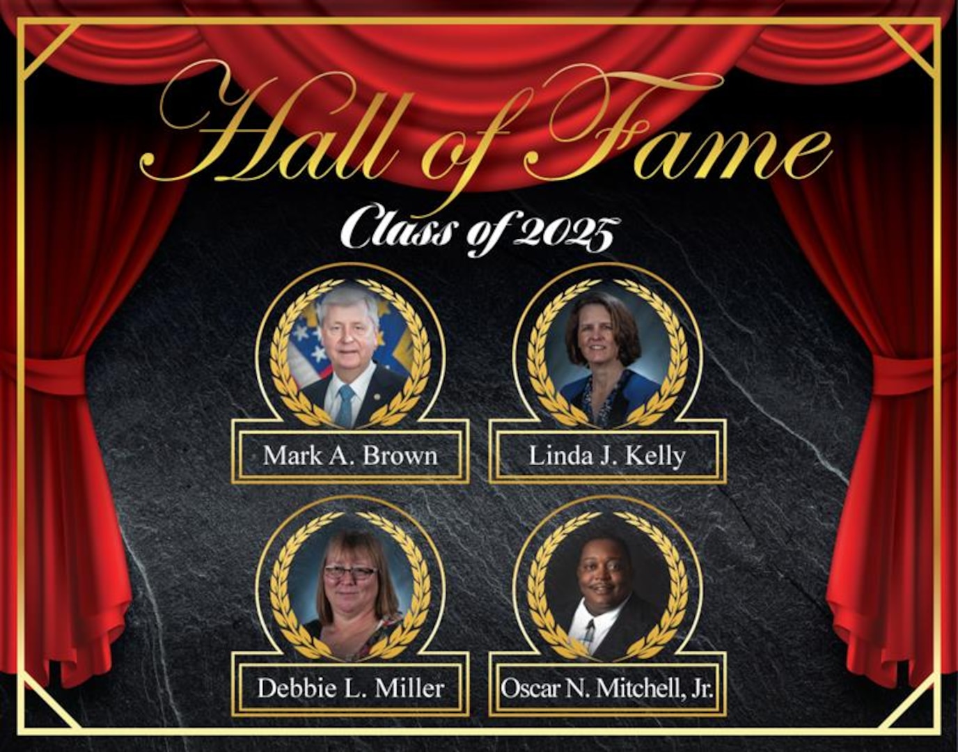 Four leaders credited with monumental contributions to warfighter support were officially inducted into the Defense Logistics Agency Land and Maritime Hall of Fame May 28 at the Defense Supply Center Columbus. The Class of 2025 honorees are Mark Brown, Linda Kelly, Debbie Miller and Oscar Mitchell.