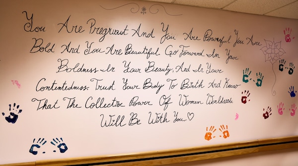 Murals and artwork painted by Hospitalman Lucia Carano add a meaningful and artistic touch to the revitalized Multi-Service Ward at Naval Hospital Twentynine Palms, which officially reopened during a ribbon-cutting ceremony on May 29. The artwork, themed around pregnancy and parenthood, was created to foster a comforting and supportive atmosphere for patients (U.S. Navy photo by Christopher C. Jones, NHTP/NMRTC Twentynine Palms public affairs officer).