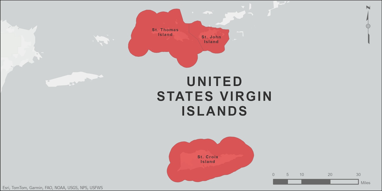 Map of U.S. Virgin Islands regulatory boundary