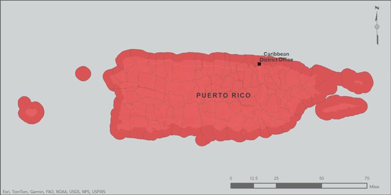 Map of Puerto Rico's regulatory boundary