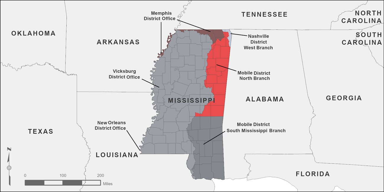 Map of Mississippi regulatory boundaries
