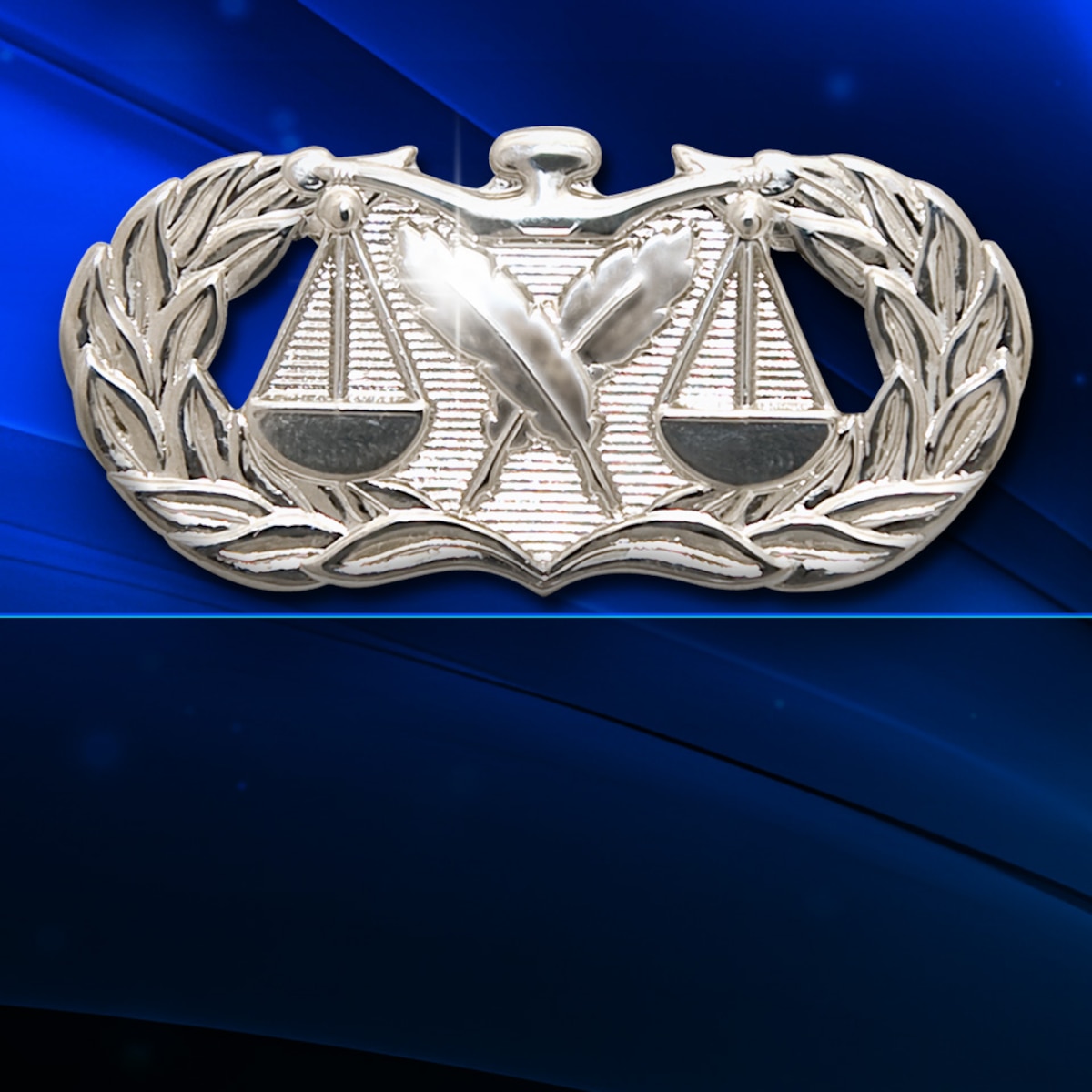 Paralegal badge over a blue wavy background. Modified illustration by Thomasa Huffstutler. Adobe Stock images used [image is not public domain].