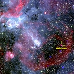 An image of the sky showing the region around ASKAP J1832-0911. Researchers from the U.S. Naval Research Laboratory were part of a global effort to track the newly discovered unusual bursts of radio emission from the object within the Milky Way galaxy. ASKAP J1832-091 emits pulses of radio waves and X-rays for two minutes every 44 minutes. The object is located about 15,000 light-years from Earth.