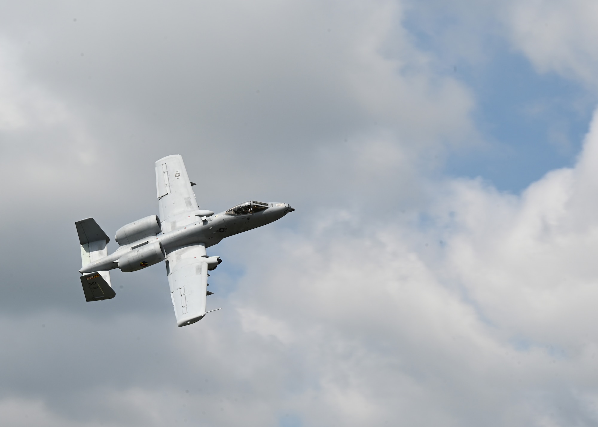 An A-10C Thunderbolt II aircraft assigned to the 104th Fighter Squadron, Maryland Air National Guard, takes off from Warfield Air National Guard Base at Martin State Airport, Maryland, May 30, 2025.