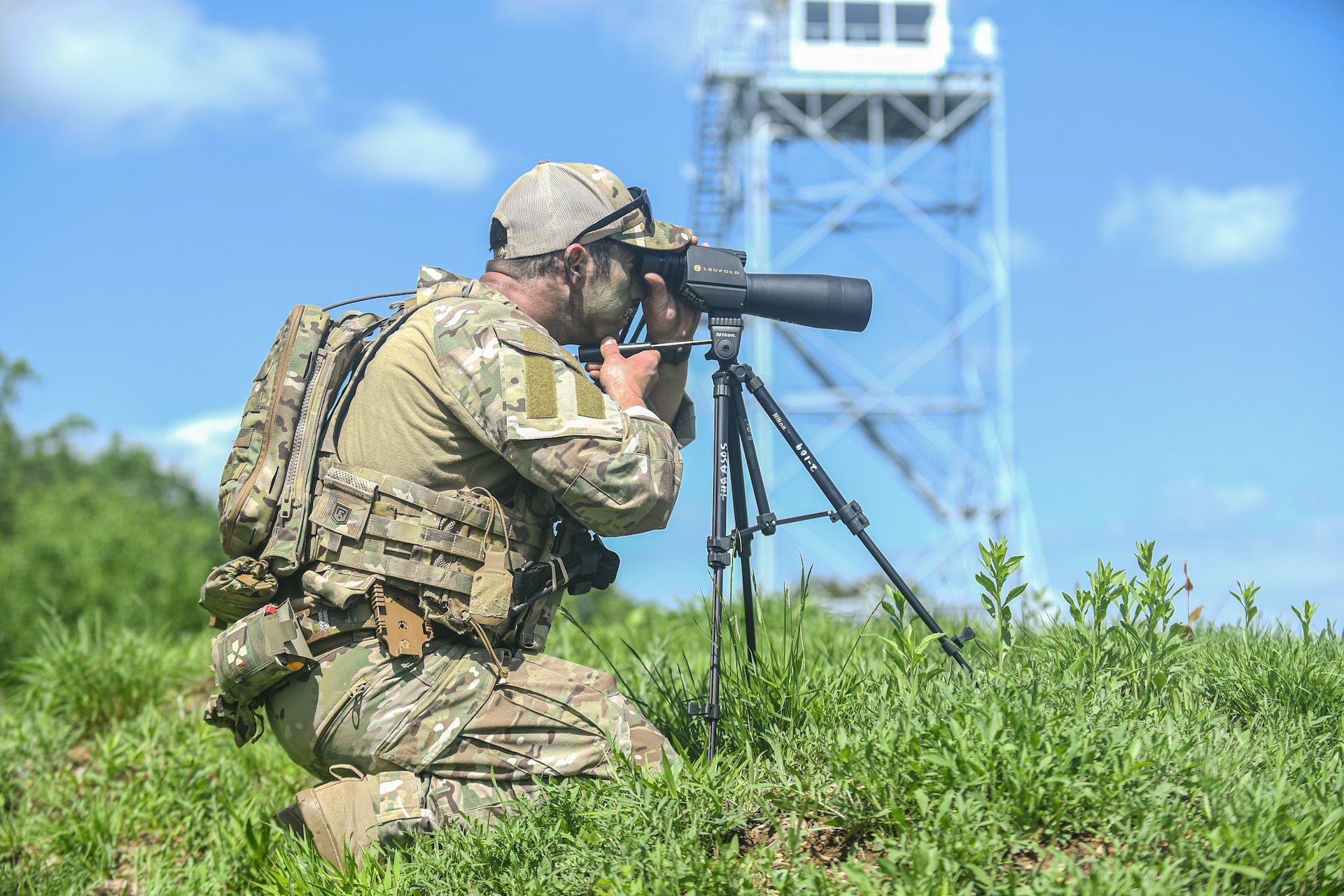 Tactical Control Party Airmen from the 148th Air Support Operations Squadron complete a field training exercise during a drill weekend at Fort Indiantown Gap, Annville, Pennsylvania, on May 17, 2025. The exercise emphasized real-world mission readiness through simulated close air support coordination/communications, land navigation and convoy movement operations. (U.S. Air National Guard photo by Airman Austin Stern)