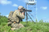Tactical Control Party Airmen from the 148th Air Support Operations Squadron complete a field training exercise during a drill weekend at Fort Indiantown Gap, Annville, Pennsylvania, on May 17, 2025. The exercise emphasized real-world mission readiness through simulated close air support coordination/communications, land navigation and convoy movement operations. (U.S. Air National Guard photo by Airman Austin Stern)