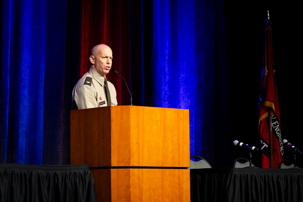 U.S. Army Corps of Engineers, Omaha District, employees participate in the Society of American Military Engineers Omaha Post Industry Day, May 29, 2025, at the CHI Health Center in Omaha, Nebraska.