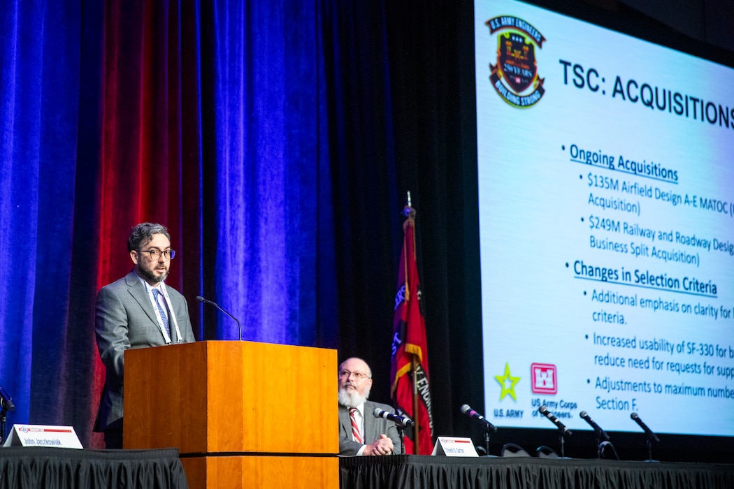 U.S. Army Corps of Engineers, Omaha District, employees participate in the Society of American Military Engineers Omaha Post Industry Day, May 29, 2025, at the CHI Health Center in Omaha, Nebraska.