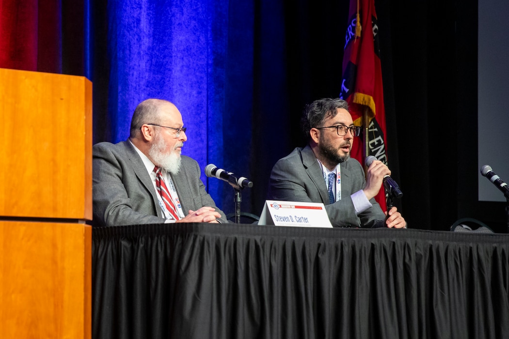 U.S. Army Corps of Engineers, Omaha District, employees participate in the Society of American Military Engineers Omaha Post Industry Day, May 29, 2025, at the CHI Health Center in Omaha, Nebraska.