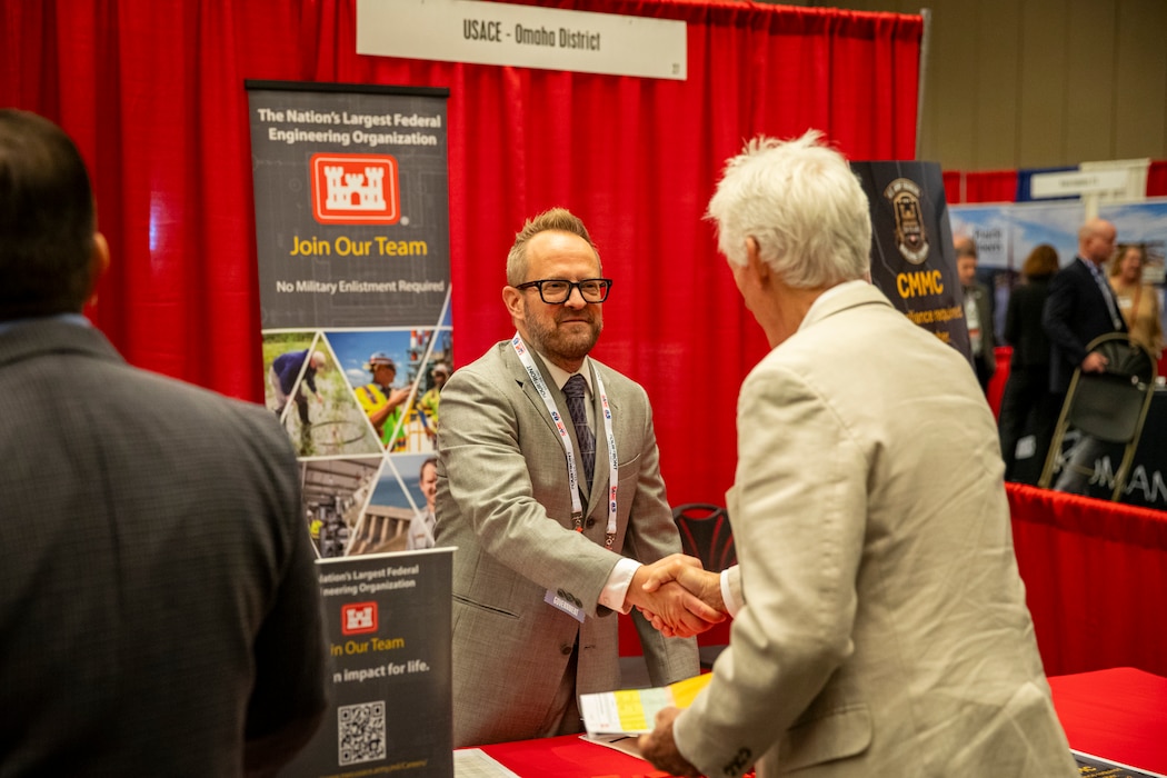 U.S. Army Corps of Engineers, Omaha District, employees participate in the Society of American Military Engineers Omaha Post Industry Day, May 29, 2025, at the CHI Health Center in Omaha, Nebraska.