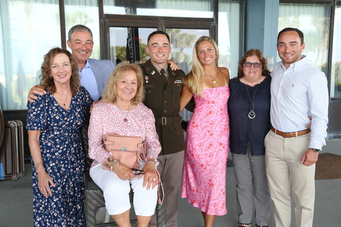 U.S. Army Corps of Engineers Jacksonville District celebrates the promotion of 1st Lt. Peyton Pisacane to the rank of Army Captain in a ceremony officiated by U.S. Army Maj. Matthew Westcott, deputy commander for the U.S. Army Corps of Engineers, Jacksonville District at the Seaglass Club on Naval Air Station Mayport.
