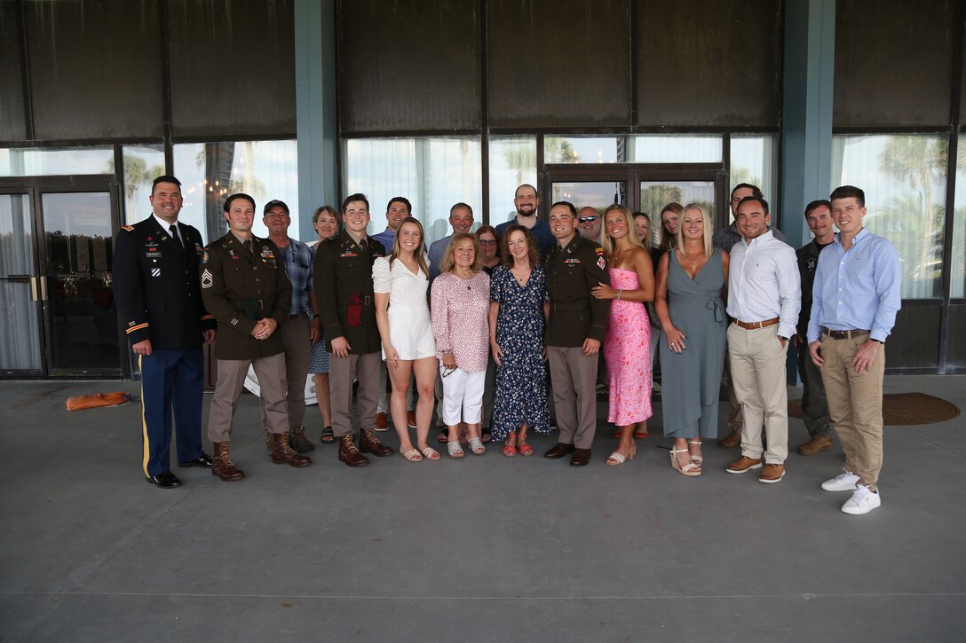 U.S. Army Corps of Engineers Jacksonville District celebrates the promotion of 1st Lt. Peyton Pisacane to the rank of Army Captain in a ceremony officiated by U.S. Army Maj. Matthew Westcott, deputy commander for the U.S. Army Corps of Engineers, Jacksonville District at the Seaglass Club on Naval Air Station Mayport.
