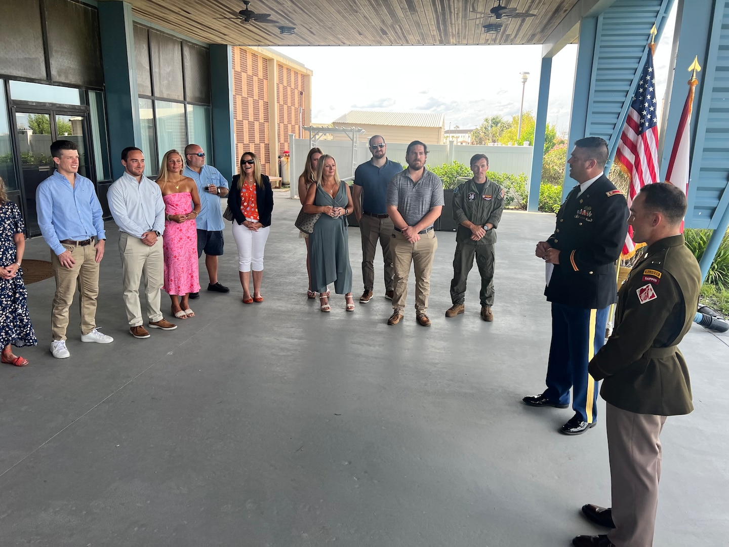 U.S. Army Corps of Engineers Jacksonville District celebrates the promotion of 1st Lt. Peyton Pisacane to the rank of Army Captain in a ceremony officiated by U.S. Army Maj. Matthew Westcott, deputy commander for the U.S. Army Corps of Engineers, Jacksonville District at the Seaglass Club on Naval Air Station Mayport.