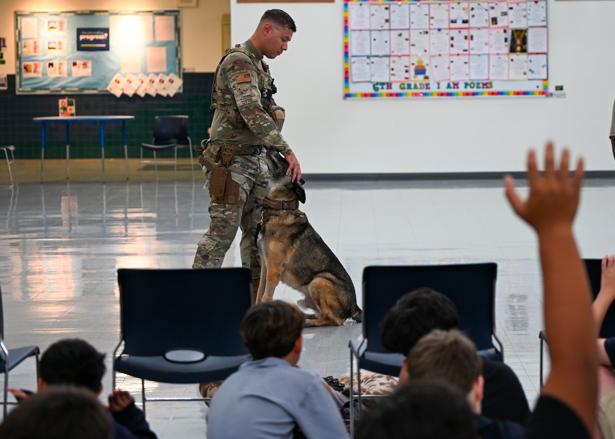 Multiple military members volunteered to showcase equipment and skills they use in everyday life in their respective jobs. (U.S. Air Force photo by Senior Airman Audree Campbell)