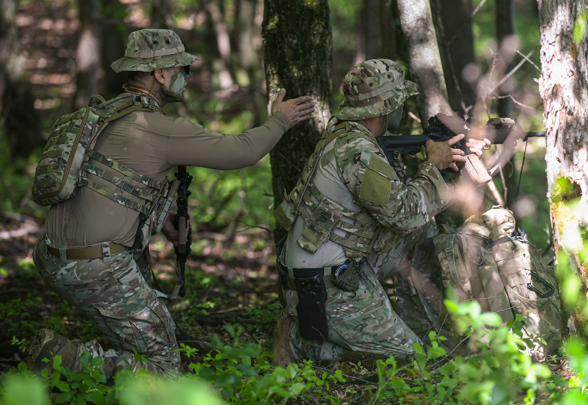 Tactical Control Party Airmen from the 148th Air Support Operations Squadron complete a field training exercise during a drill weekend at Fort Indiantown Gap, Annville, Pennsylvania, on May 17, 2025.