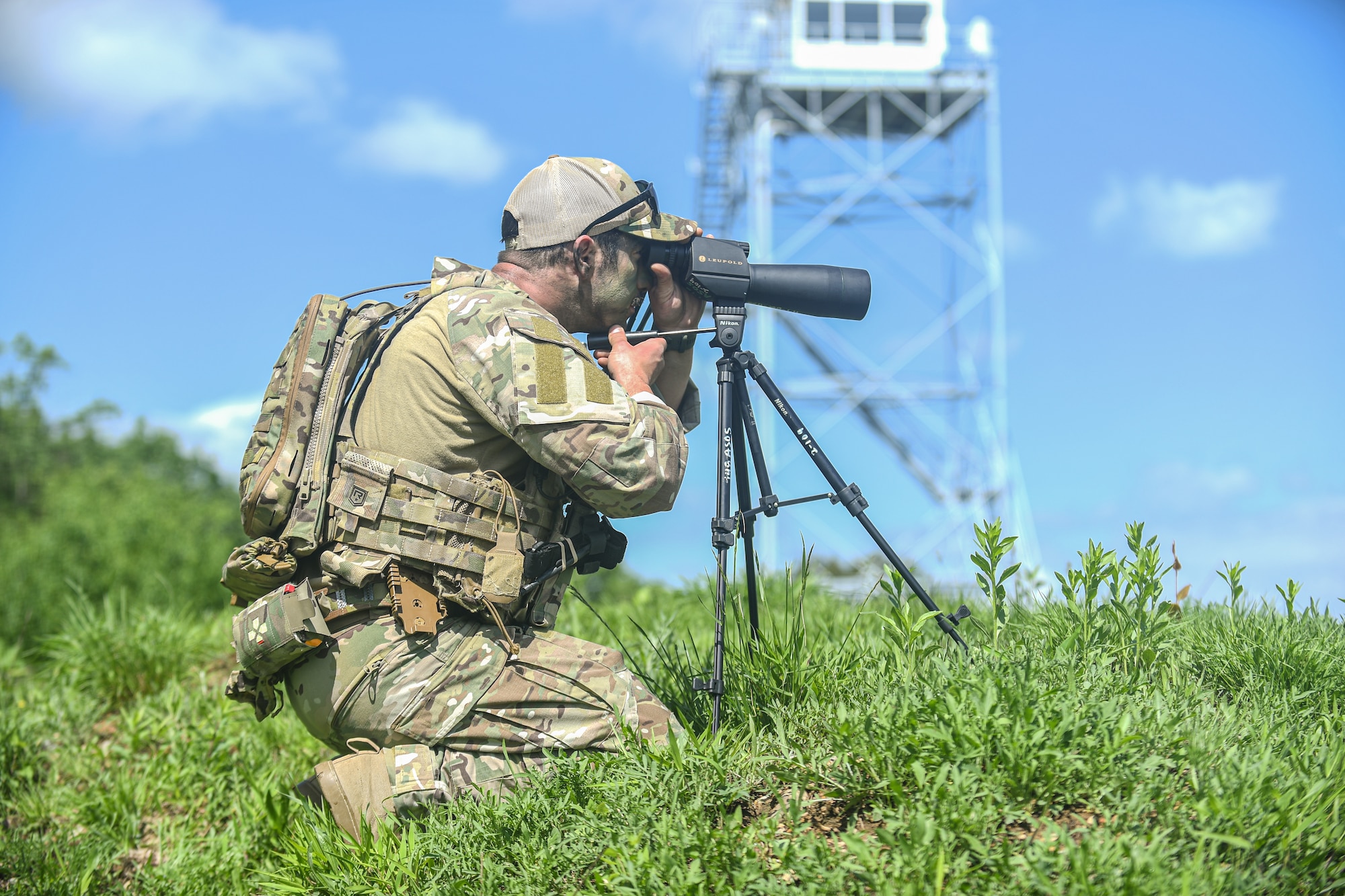Tactical Control Party Airmen from the 148th Air Support Operations Squadron complete a field training exercise during a drill weekend at Fort Indiantown Gap, Annville, Pennsylvania, on May 17, 2025.